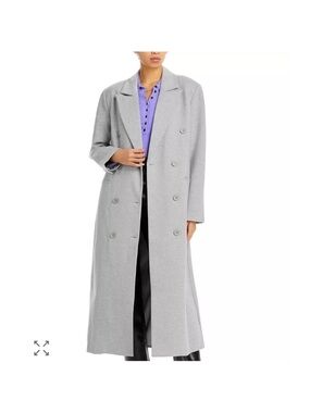 Good American Ponte Double Breasted Maxi Car Coat Grey Womens XS Oversized